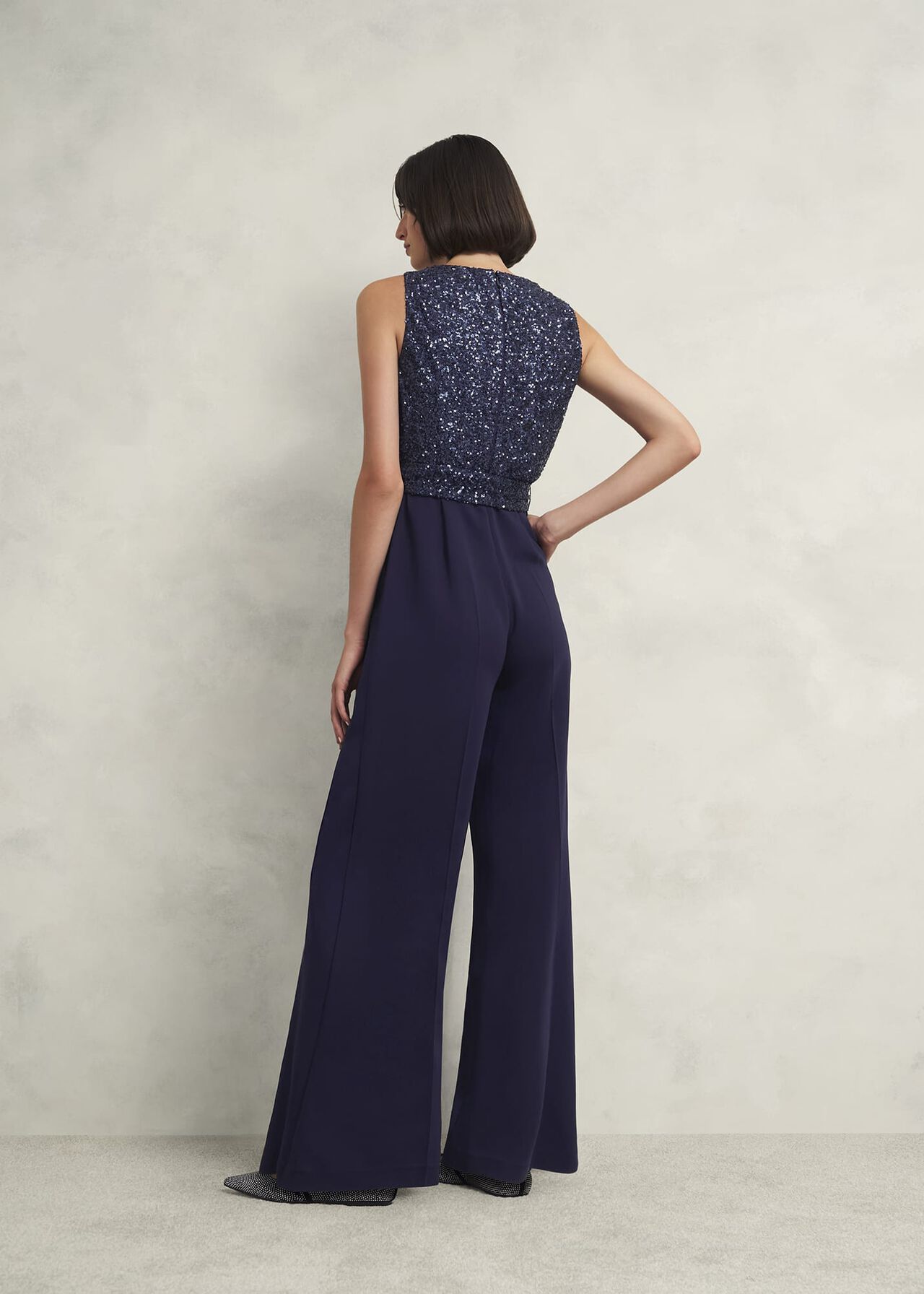 Petite Zuri Sequin Jumpsuit, Midnight Navy, hi-res