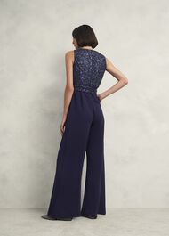 Petite Zuri Sequin Jumpsuit, Midnight Navy, hi-res