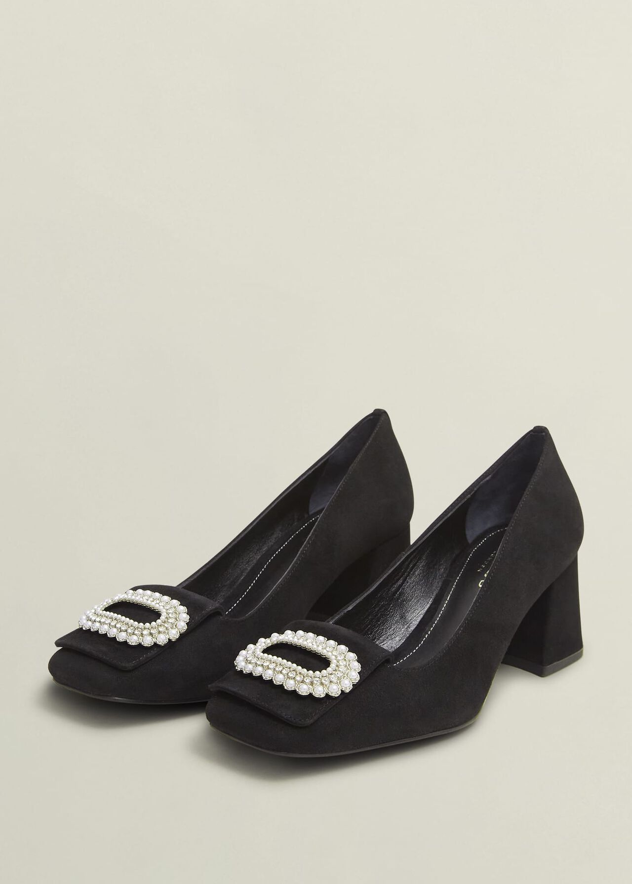 Lexia Jewelled Pumps, Black, hi-res