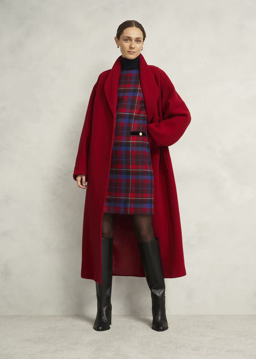 Ingrid Wool Dress, Red Multi, hi-res