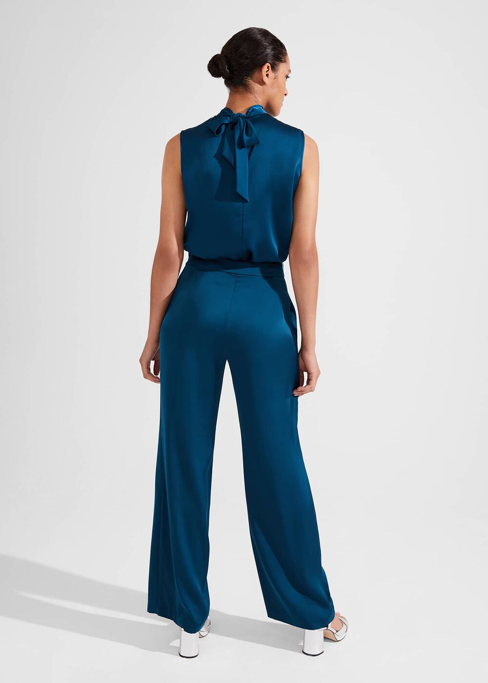 Judith Satin Pants, Steel Blue, hi-res