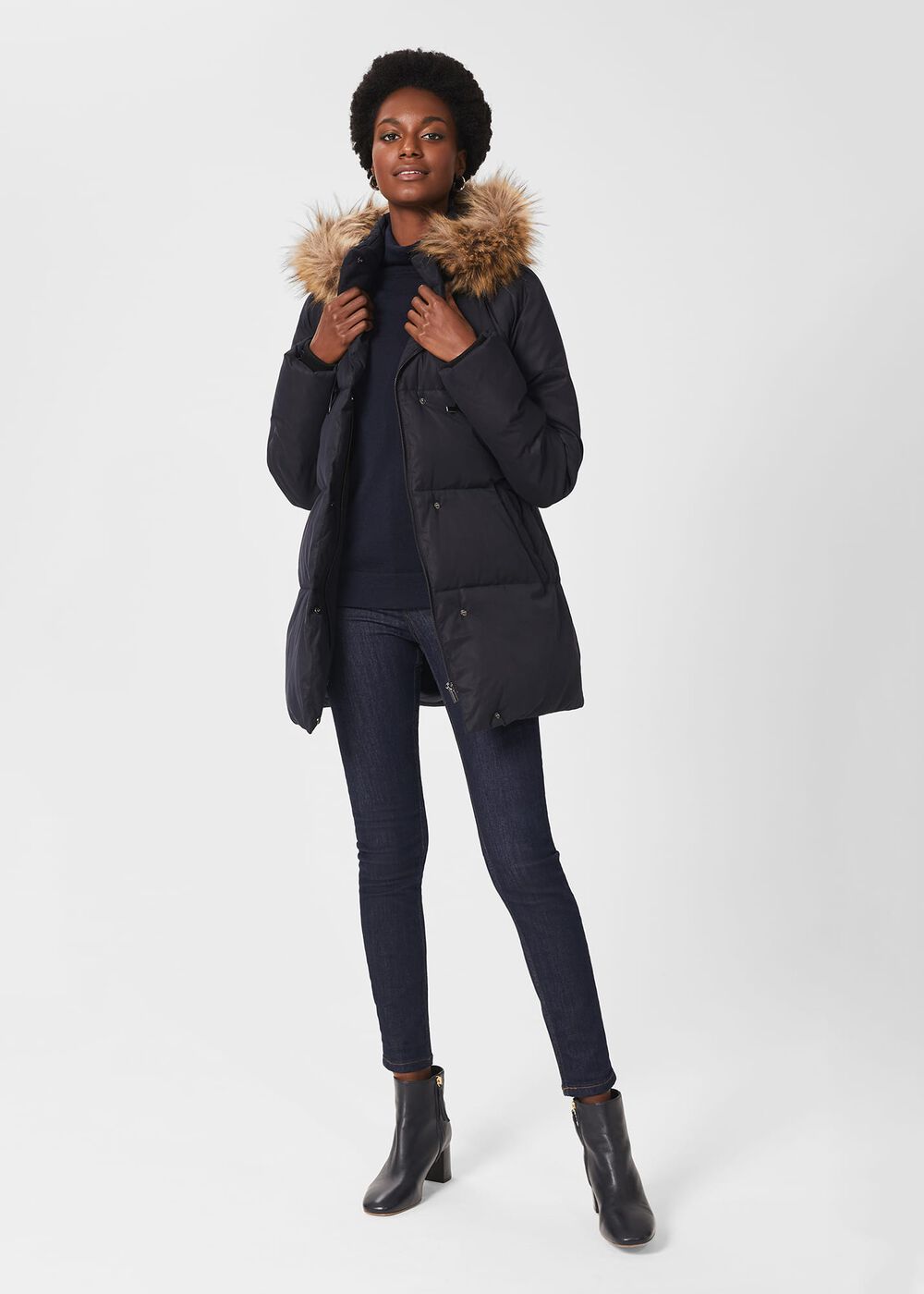 Lexie Puffer Jacket With Hood, Navy, hi-res