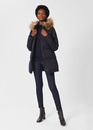 Lexie Puffer Jacket With Hood, Navy, hi-res