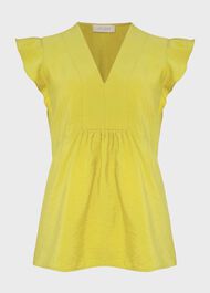 Loren V Neck Top, Yellow, hi-res