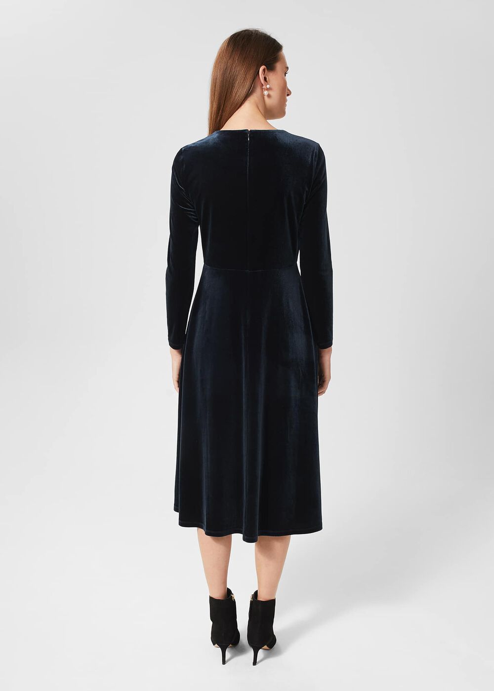Sian Velvet Dress, Navy, hi-res