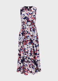 Carly Gathered Neck Floral Dress, Navy Pink Multi, hi-res