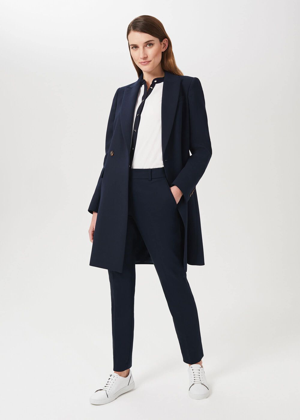 Melanie Double Breasted Coat With Wool, New Navy, hi-res