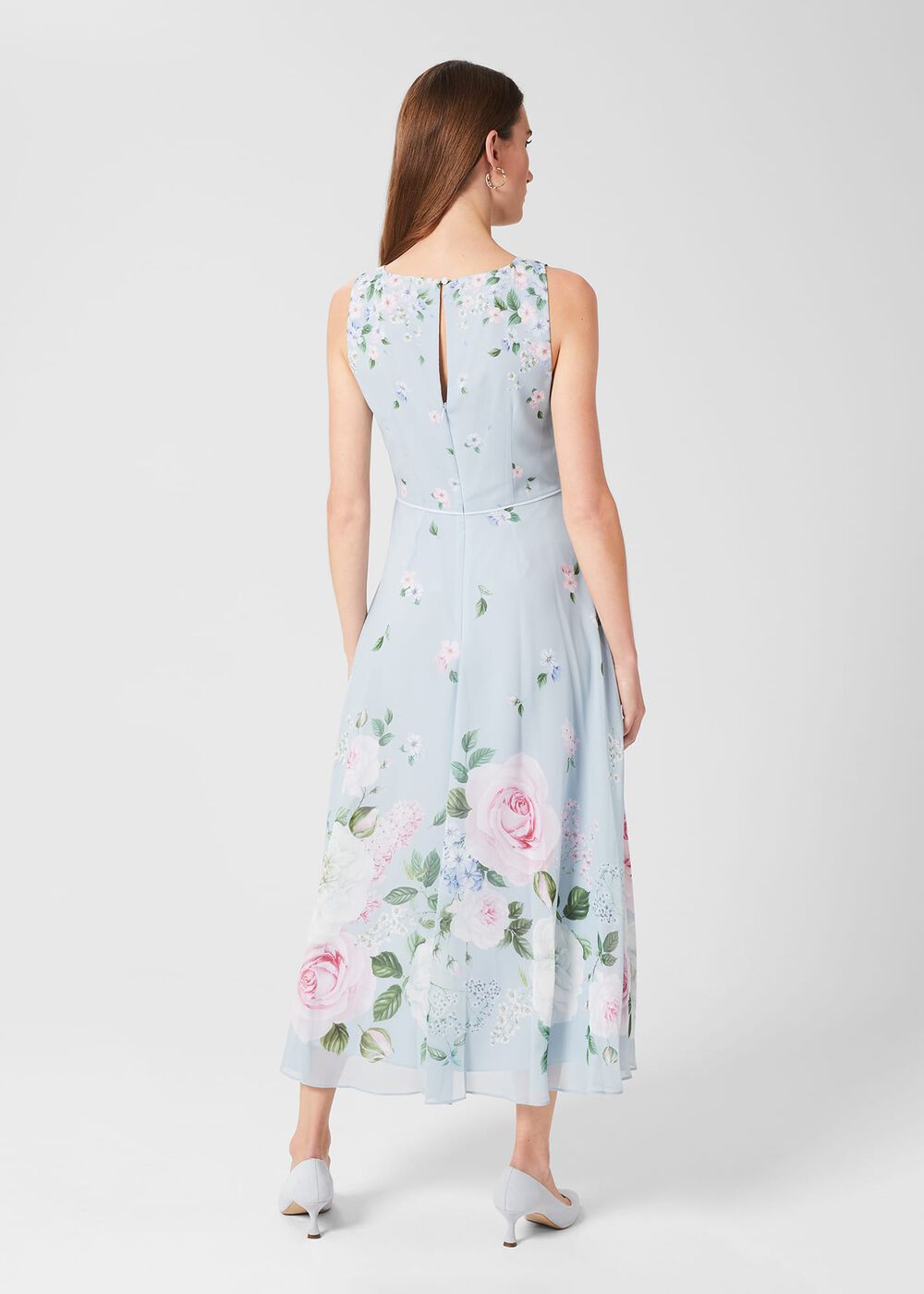 Carly Floral Midi Dress, Blue Multi, hi-res