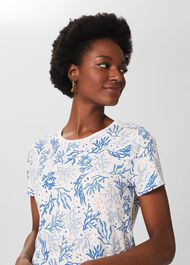 Pixie Cotton Printed T-Shirt, White Blue, hi-res