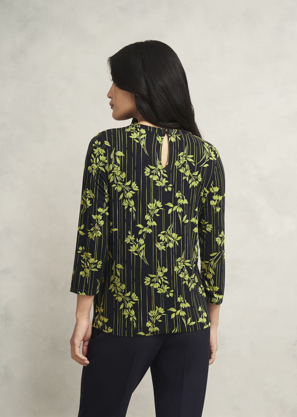 Julia Printed Top, Navy Green, hi-res