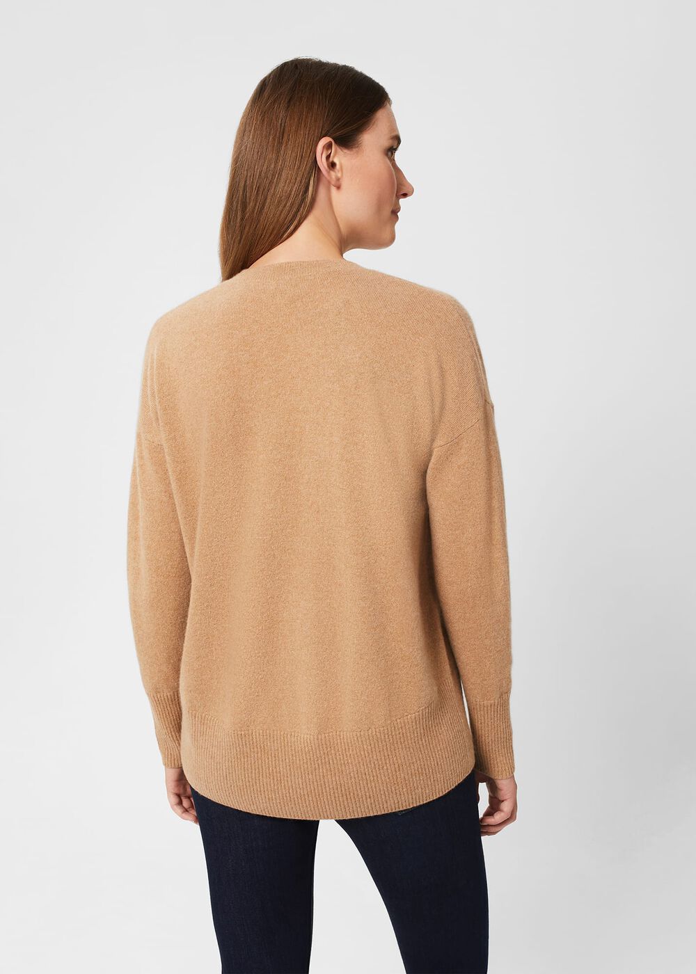 Dahlia V Neck Cashmere Sweater, Camel, hi-res