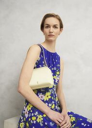 Milan Satin Clutch Bag, Pale Yellow, hi-res