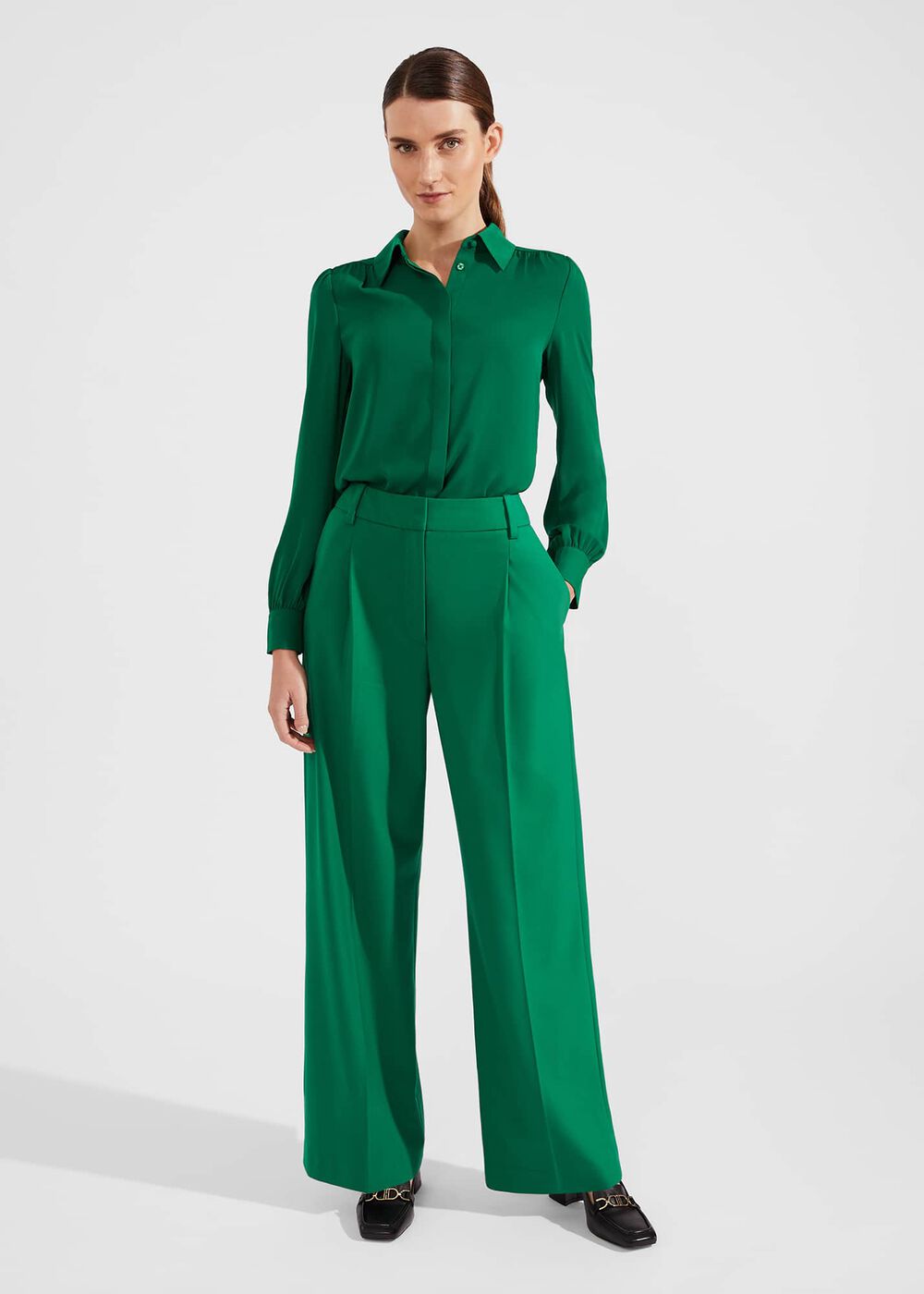 Verona Wide Leg Pants, Malachite Green, hi-res