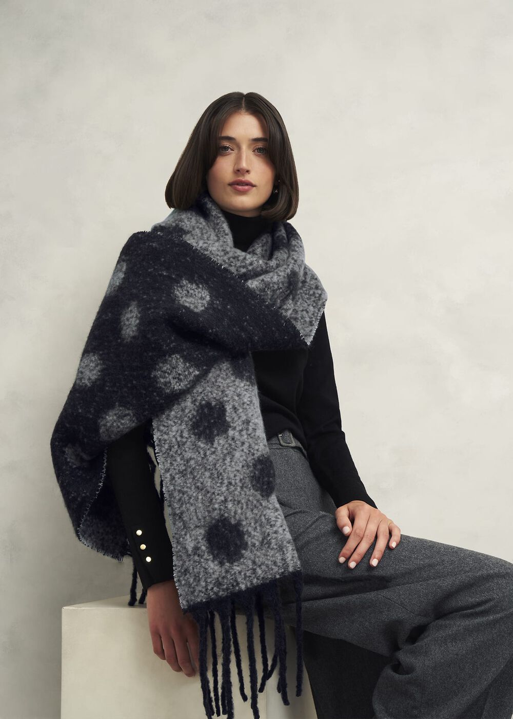 Mona Scarf, Black Grey, hi-res