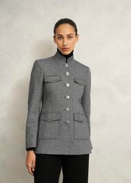 Hetty Wool Blend Coat, Black White, hi-res
