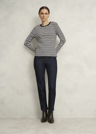 Tamsin Striped Top, Navy Ivory, hi-res