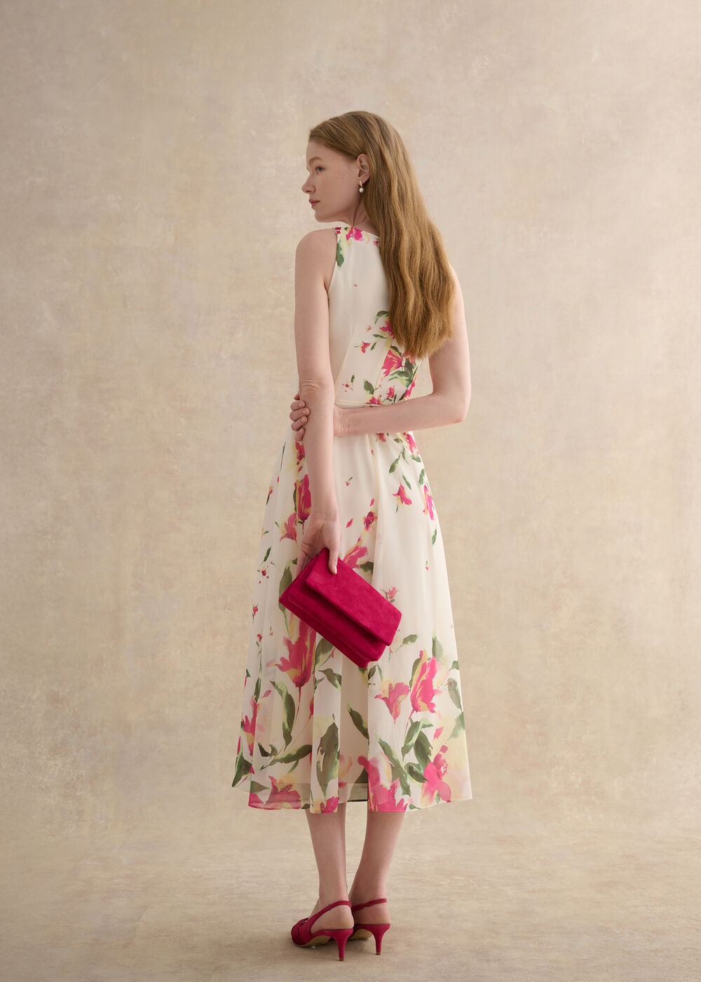 Jas Suede Clutch, Bright Pink, hi-res