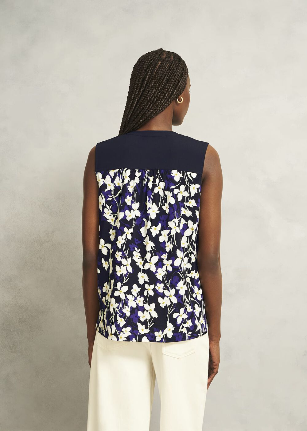 Nadine Printed Top, Navy Ivory, hi-res