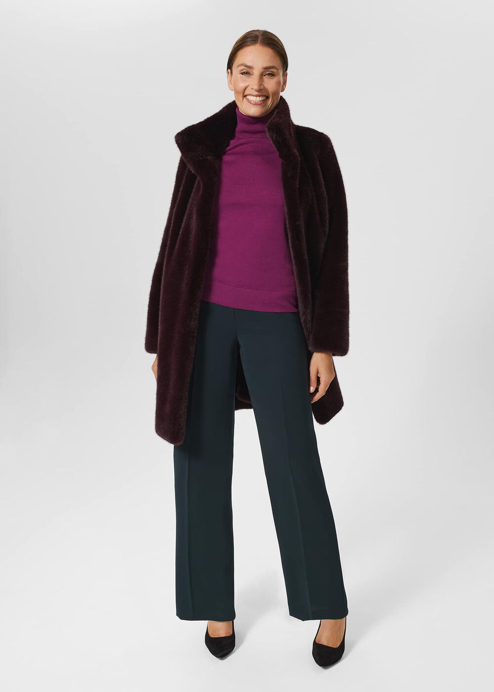 Lara Merino Wool Roll Neck Sweater, Deep Plum, hi-res