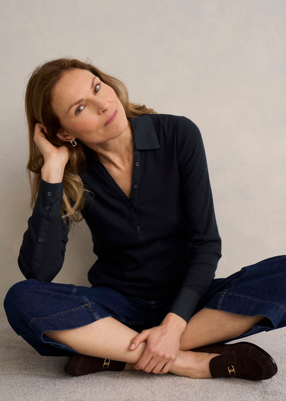 Lennox Ribbed Shirt, Hobbs Navy, hi-res