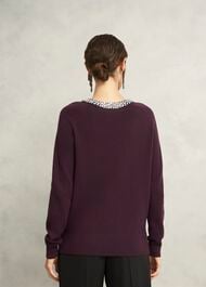 Sherry Wool Blend Gem Detail Sweater, Malbec Purple, hi-res