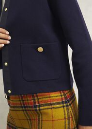 Daisy Cotton Wool Knitted Jacket, Hobbs Navy, hi-res