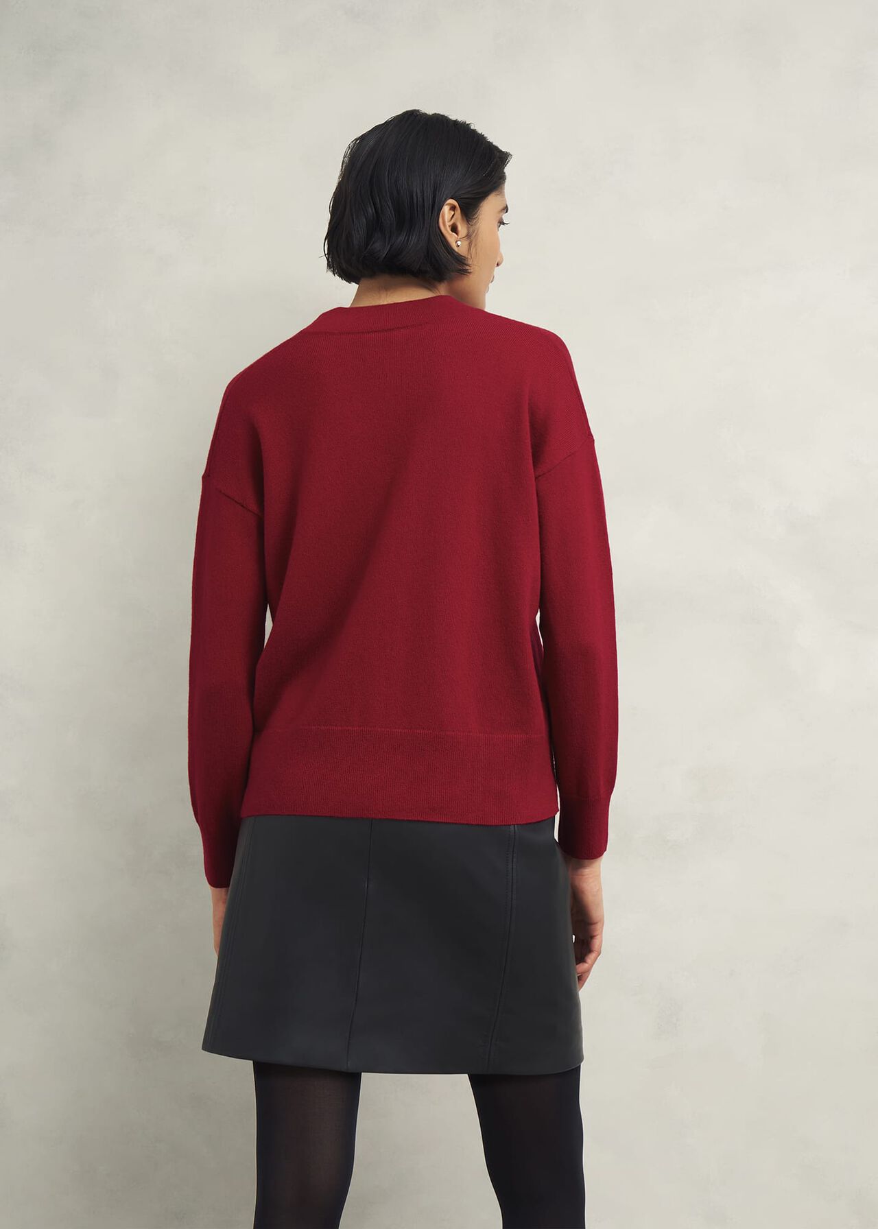 Lettie V Neck Sweater With Cashmere, Pomegranate Red, hi-res
