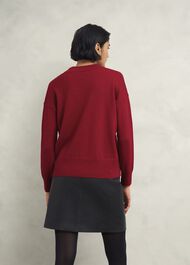 Lettie V Neck Sweater With Cashmere, Pomegranate Red, hi-res