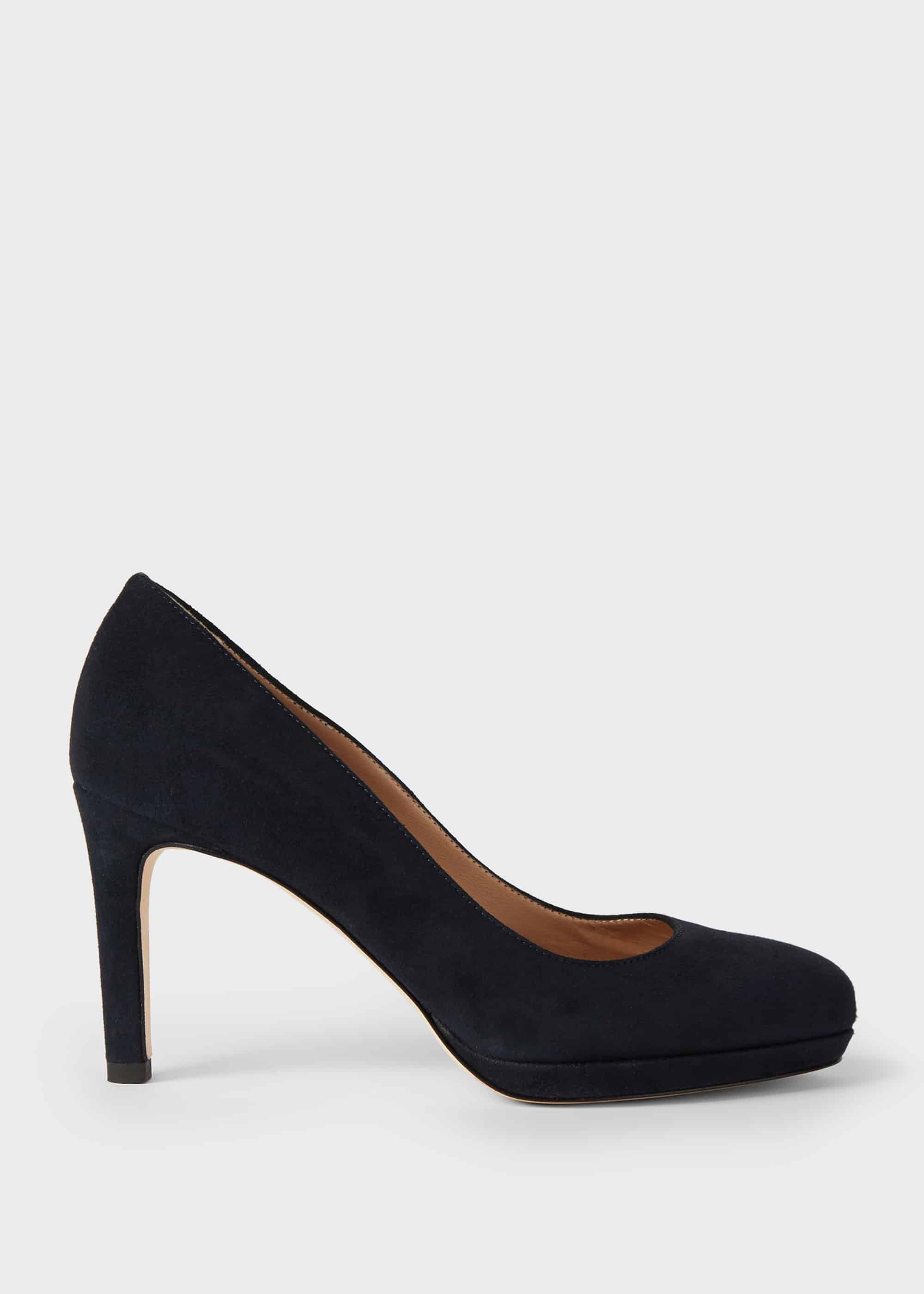 navy court shoes leather