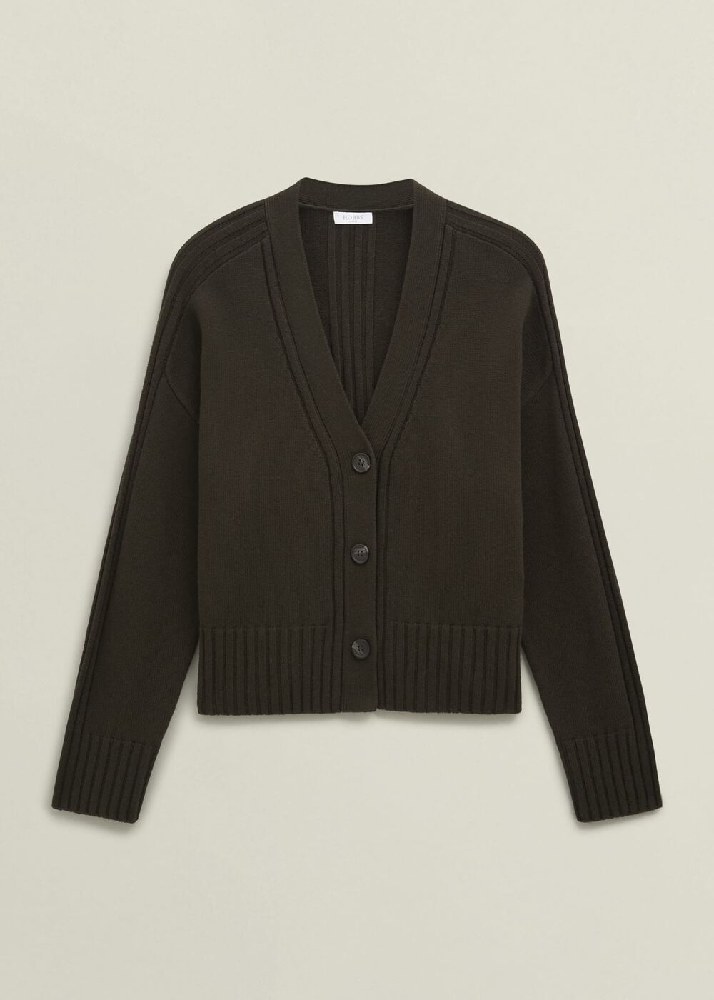 Olive Wentworth Wool Blend V Neck Button Cardigan, Dark Olive, hi-res
