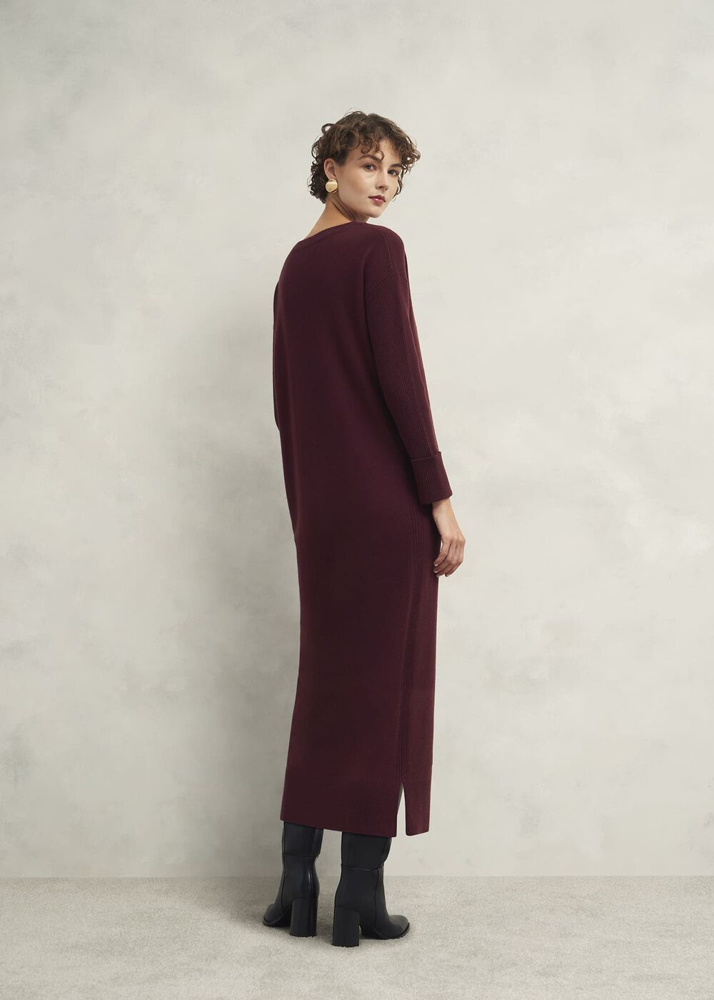 Hartsfirth Knitted Dress With Cashmere, Cocoa Brown, hi-res