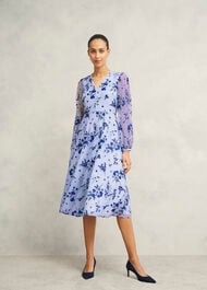 Petite Ella  Embroidered Dress, Midnight Blue, hi-res