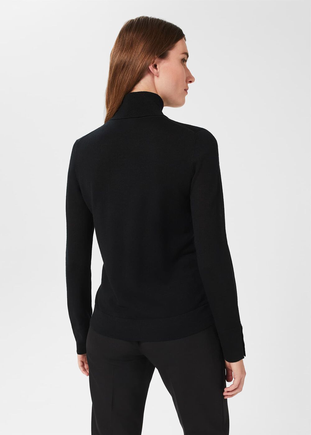 Lara Merino Wool Roll Neck Sweater, Black, hi-res