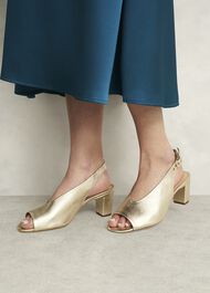 Kali Leather Sandals, Gold, hi-res