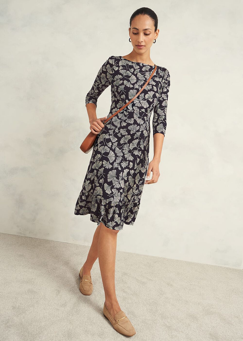 Ginny Jersey Dress, Navy Cream, hi-res