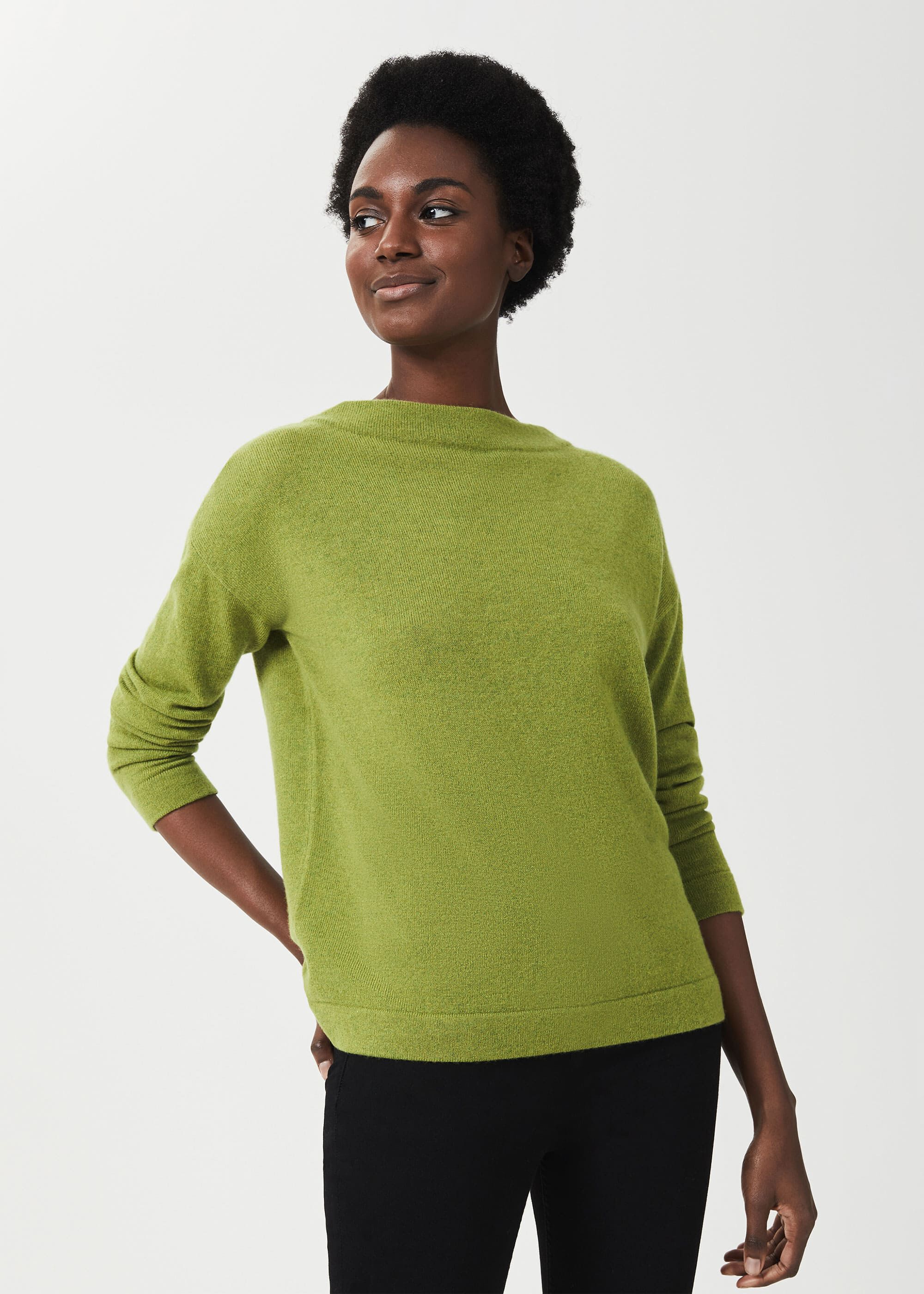 green cashmere sweater