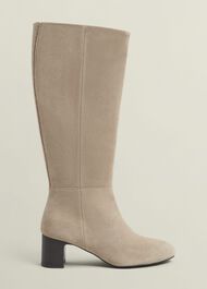 Caroline Suede Knee Boots, Light Beige, hi-res
