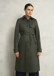 Petite Hallie Shower Resistant Trench Coat, Woodland Green, hi-res