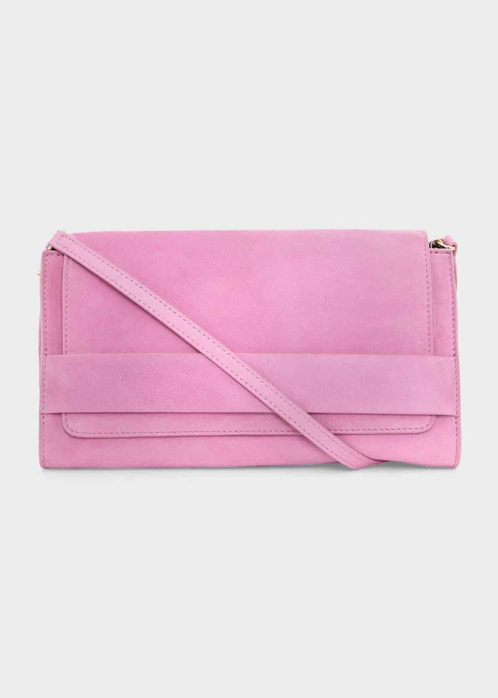 Cambridge Suede Clutch Bag, Carnation Pink, hi-res