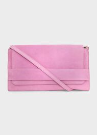 Cambridge Suede Clutch Bag, Carnation Pink, hi-res