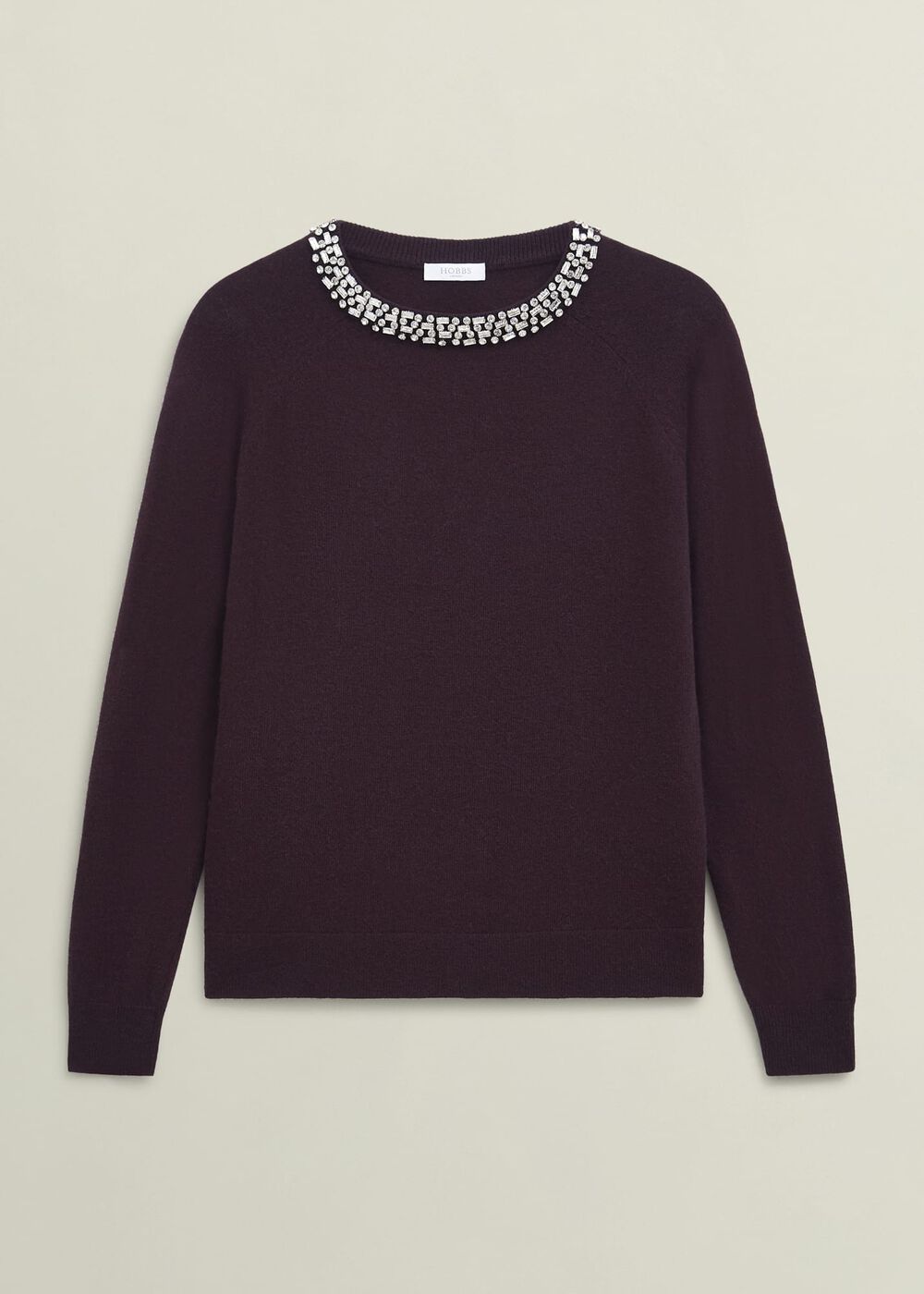 Sherry Wool Blend Gem Detail Sweater, Malbec Purple, hi-res