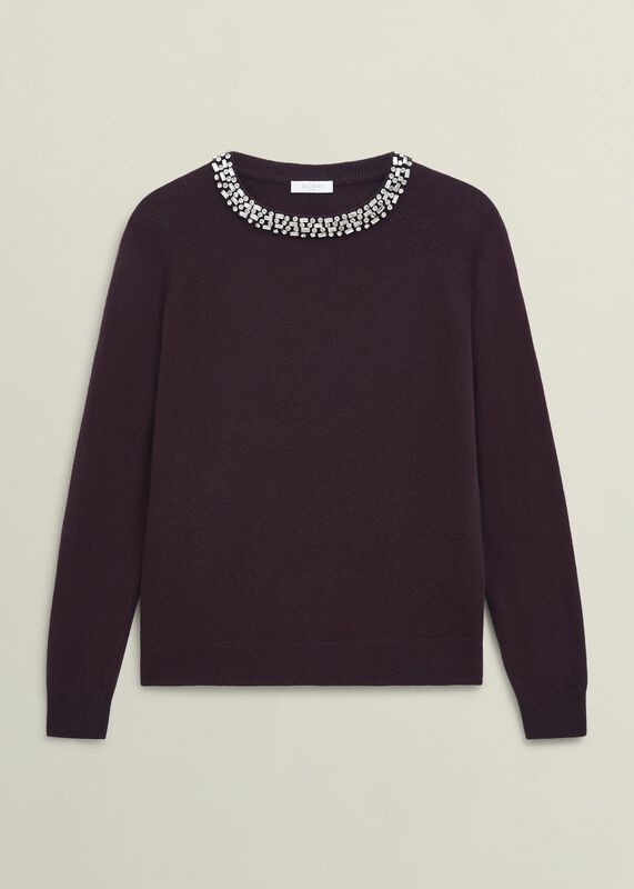 Sherry Wool Blend Gem Detail Sweater
