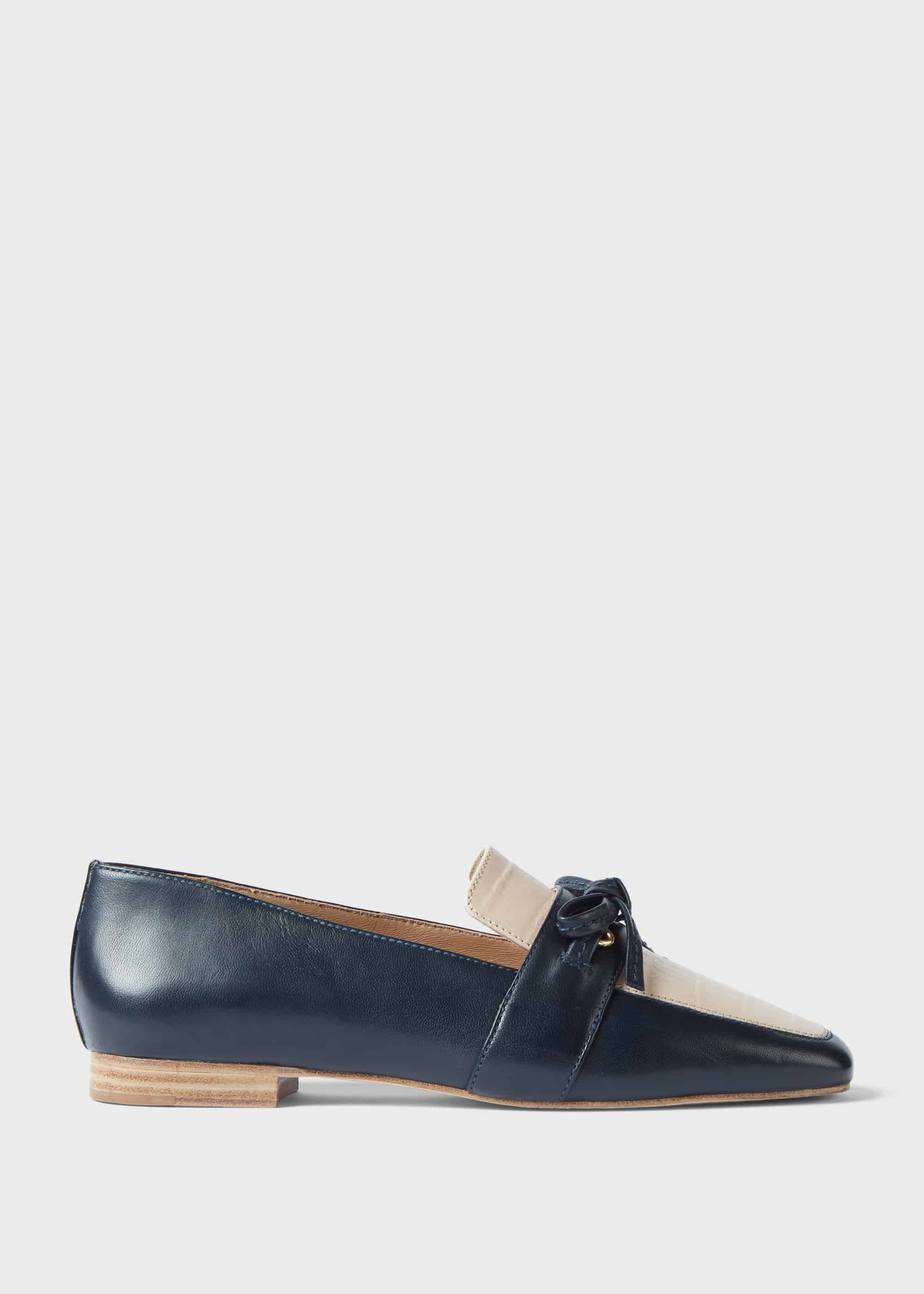 navy leather loafers