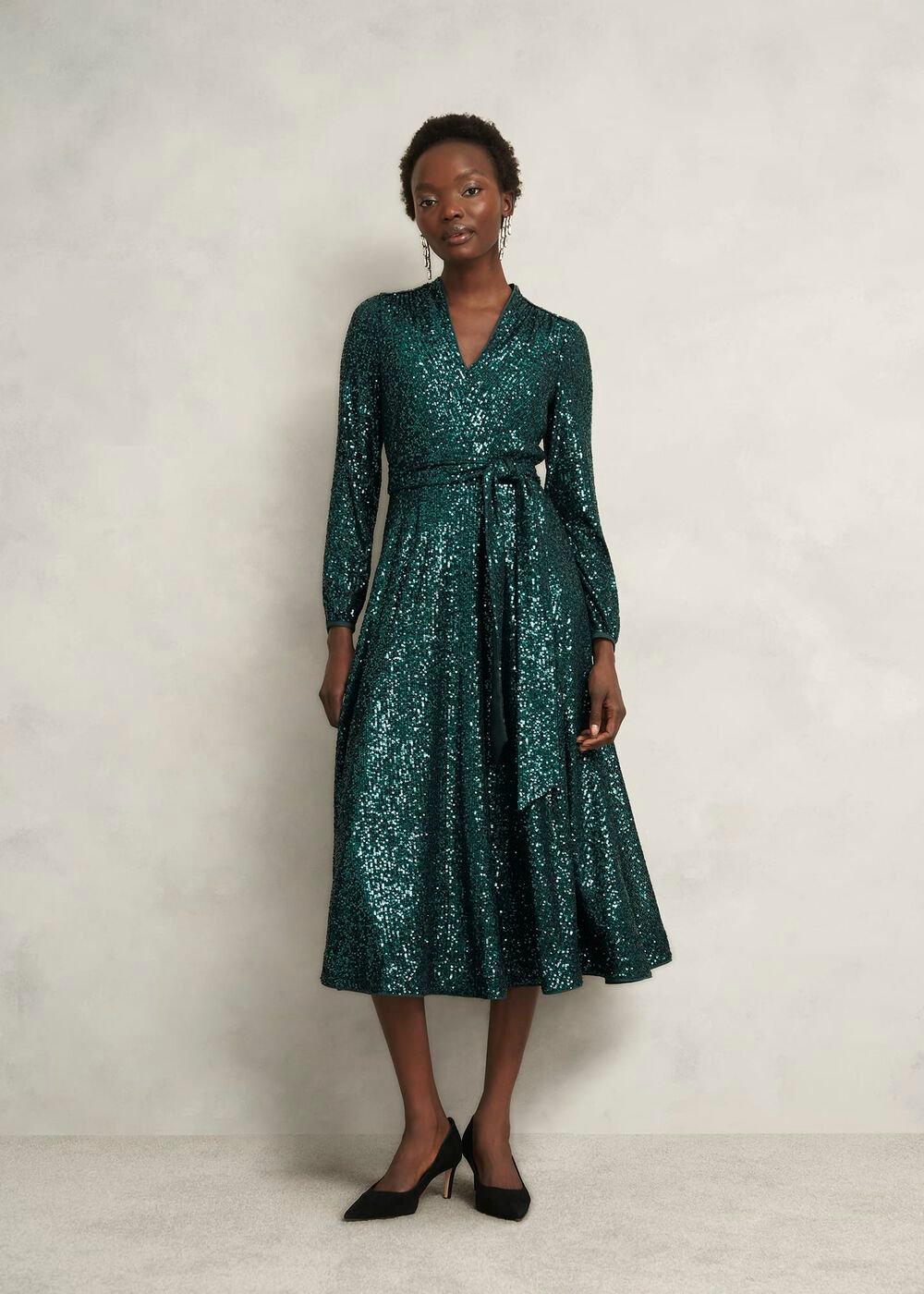 Meadow Sequin Dress, Evergreen, hi-res