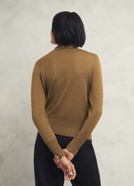 Clarendon Wool Silk Roll Neck Jumper, Classic Vicuna, hi-res
