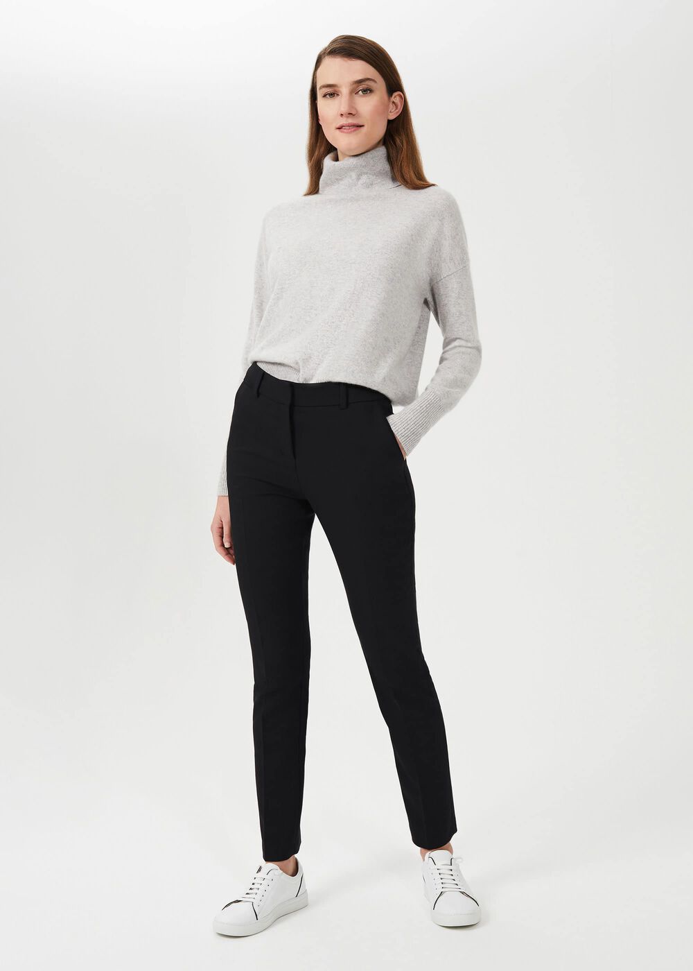 Petite Quin Tapered Pants With Stretch, Black, hi-res