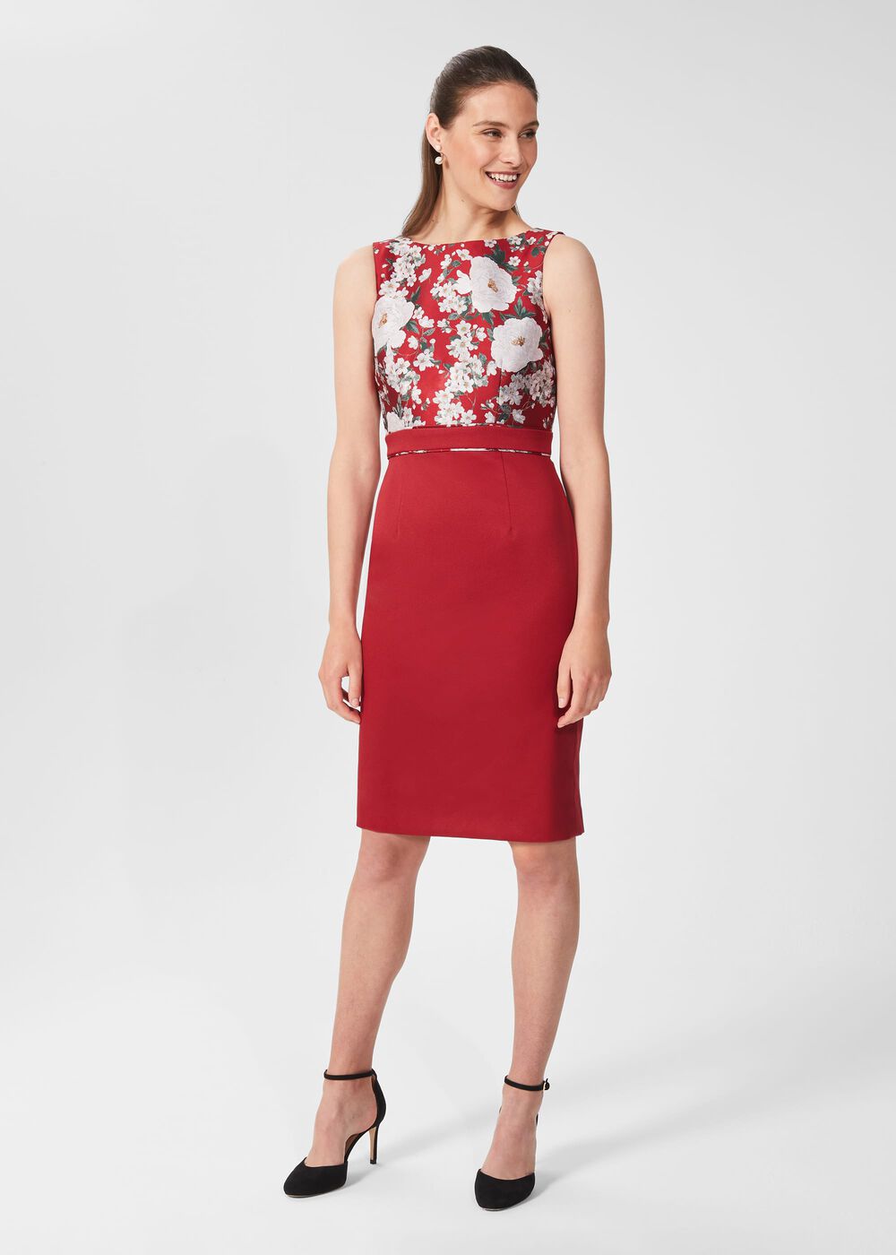 Dora Jacquard Shift Dress, Red Multi, hi-res
