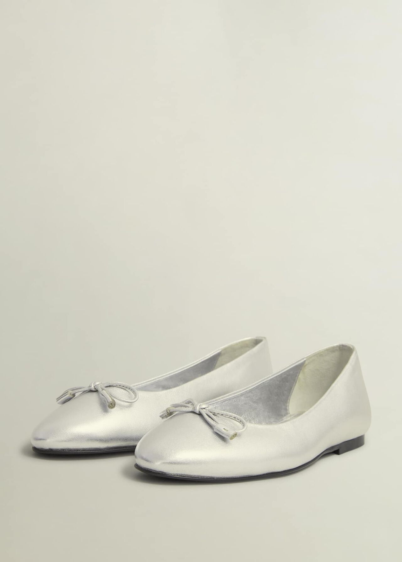 Priya Leather Ballerina, Silver Metallic, hi-res