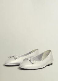 Priya Leather Ballerina, Silver Metallic, hi-res