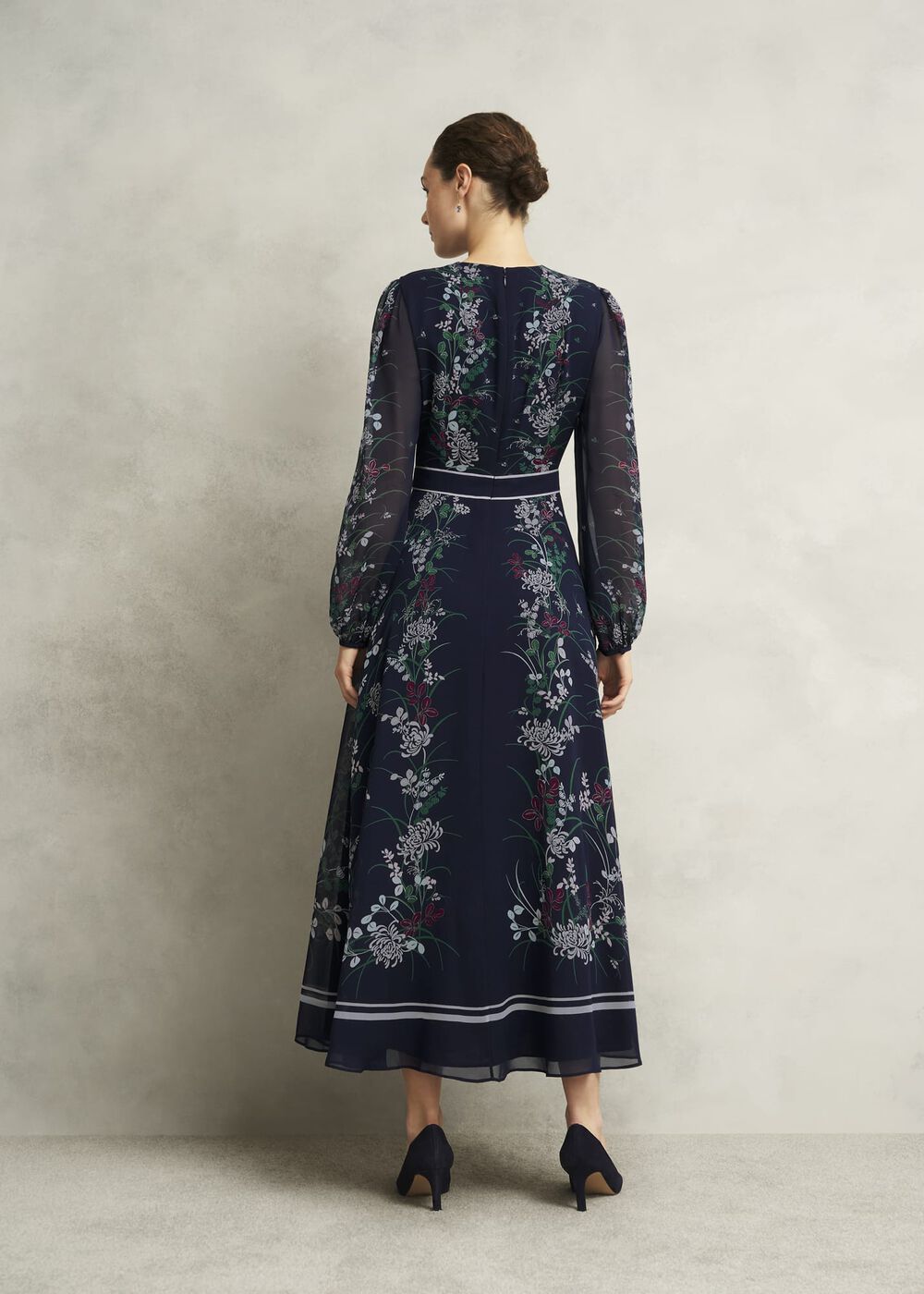 Sia Floral Silk Dress, Midnight Multi, hi-res